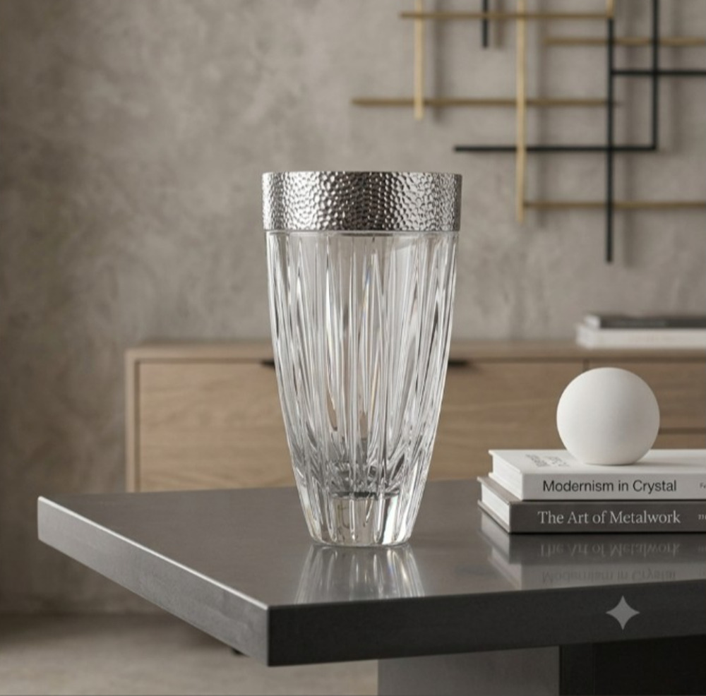 Lenox Urban Accents 9.5" Clear Crystal Vase 6399000 Czech Republic Original Box